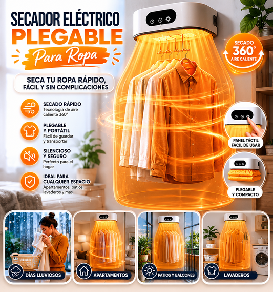 Secador De Ropa Plegable Eléctrico Portátil Tendedero