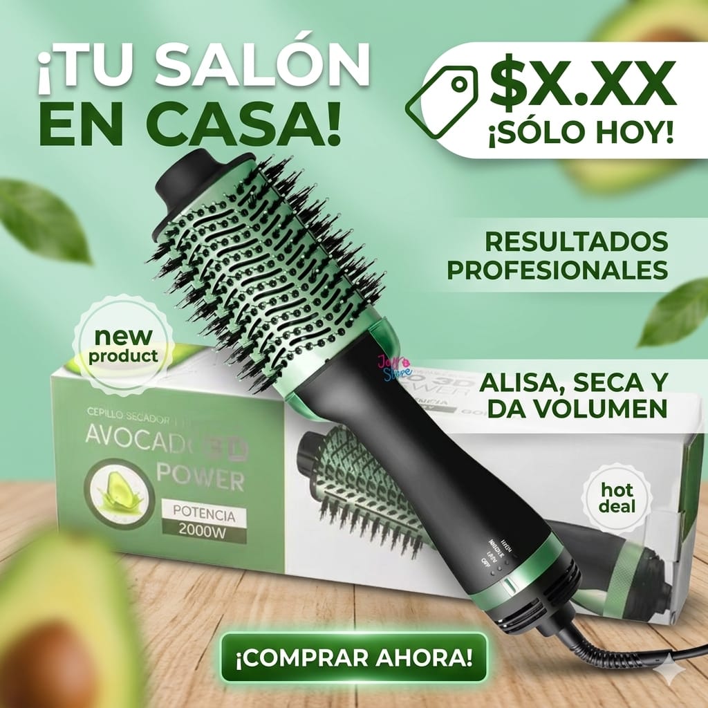 Cepillo Secador Avocado 3d Therapy Infusión Aguacate 2000w