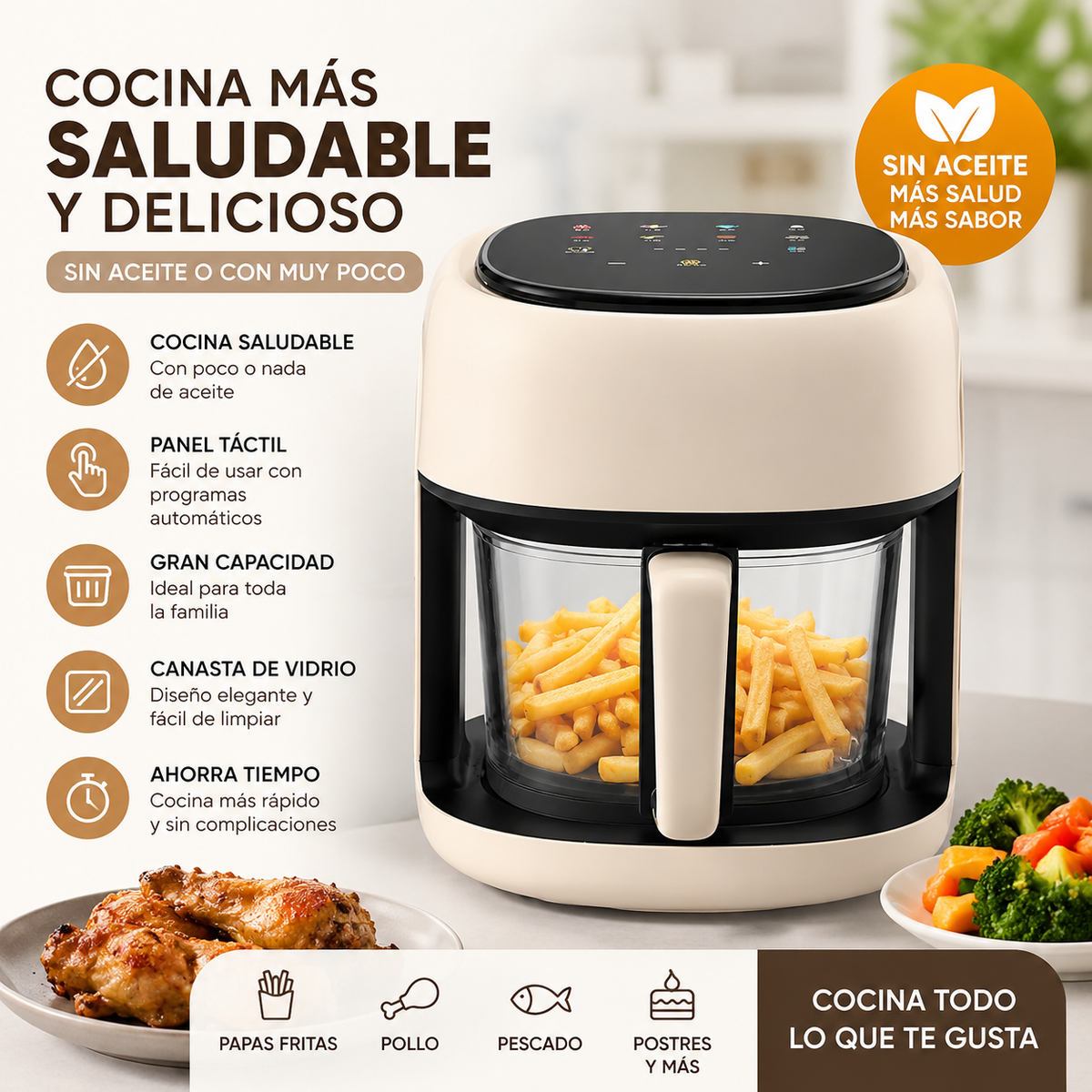 Freidora de Aire Schaffhausen Air Fryer Digital 8 Litros