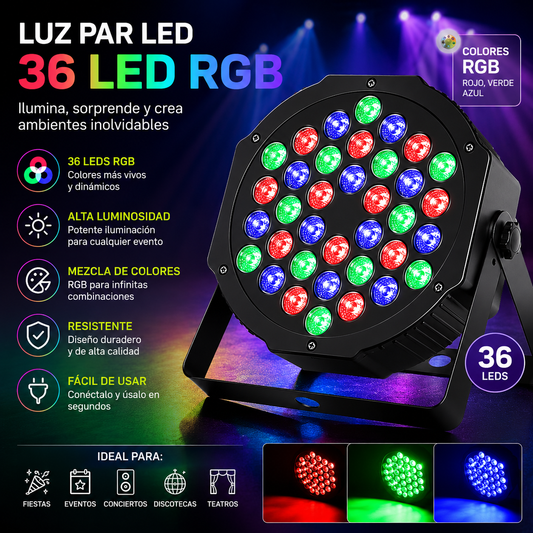 Reflector Strobo Par Led 36 Digital Rgb Cannon 36 W