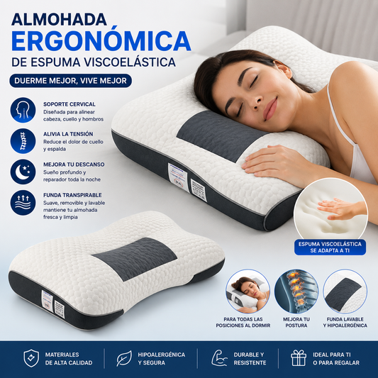 Almohada Cervical 3d Ergonómica X2 Blanco