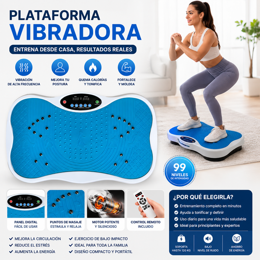 Plataforma Vibradora Azul Tonificación Muscular hasta 95 kg