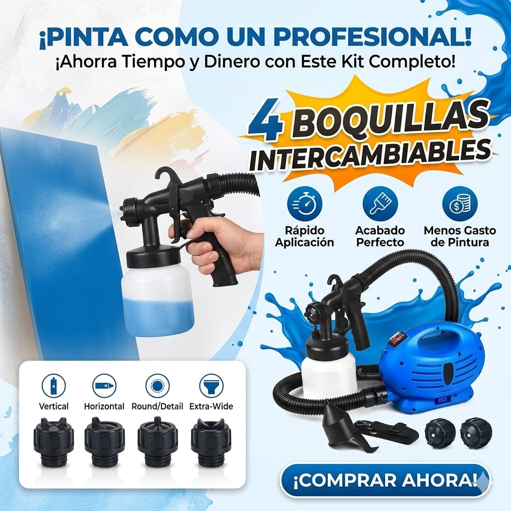 Compresor Pistola Para Pintar Fácil Y Rápido Paint Zoom Color Azul