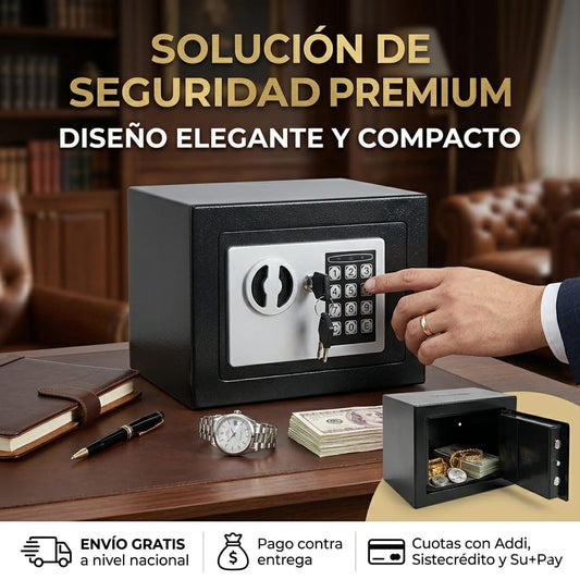 Caja Fuerte Digital De Alta Seguridad Con Código Y Llave Color Negro