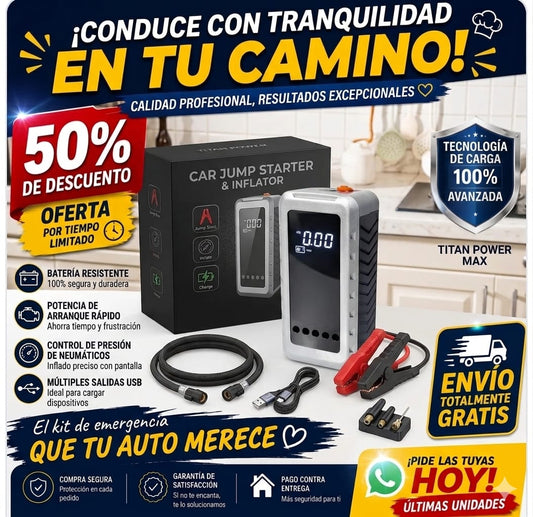 Arrancador Portátil Digital Compresor Aire Power Bank